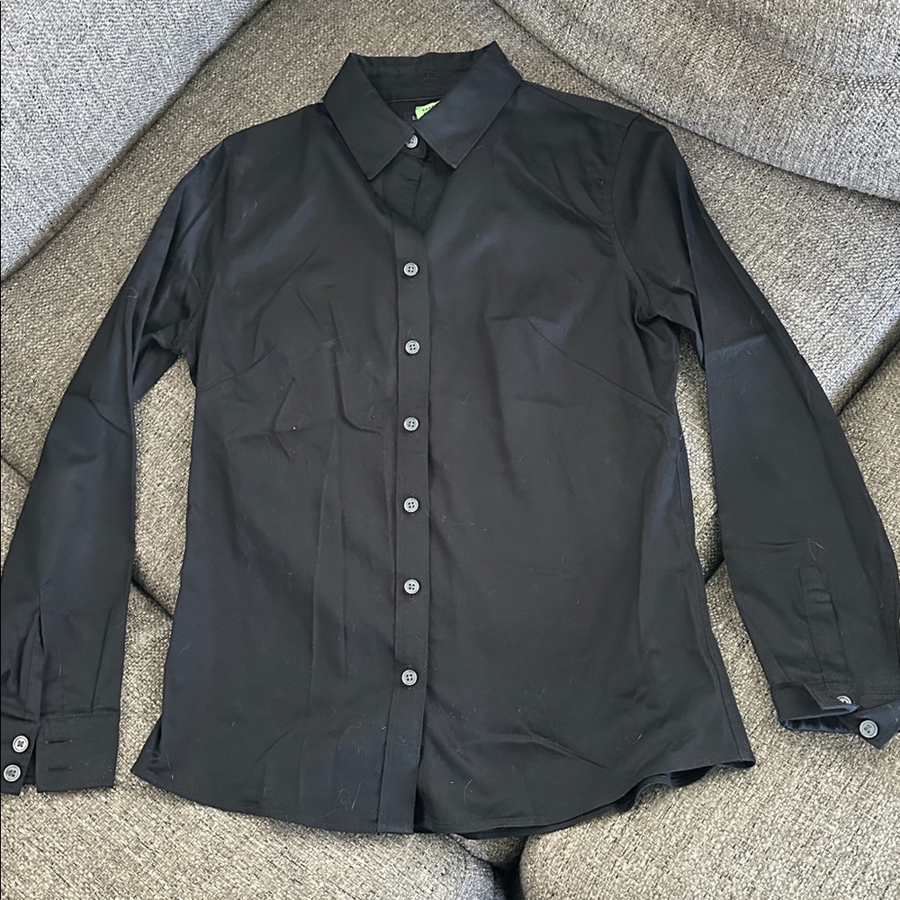 Banana Republic Black Non-Iron Fitted Shirt 6 Petite - Picture 4 of 7